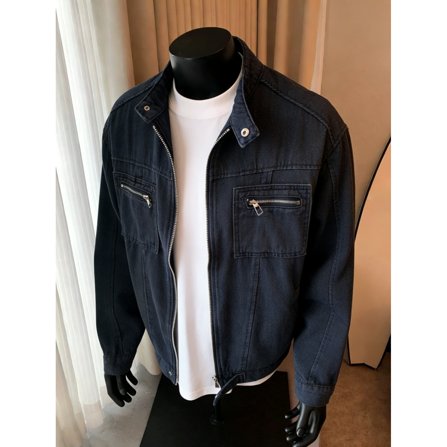 Zip-Up Denim Jacket — зураг 3